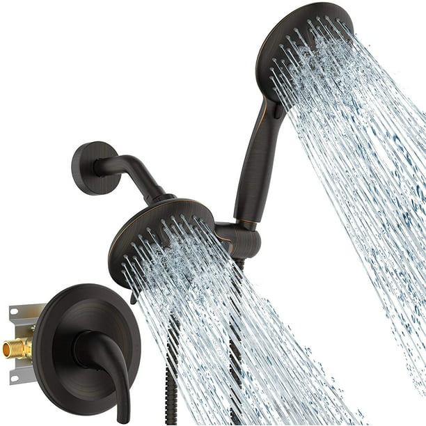 Dual 2 In 1 Shower Head Set with Patented 3-Way Water Diverter and 71 Inches Extra Long Shower Hose SunCleanse 35 Setting Handheld Shower Head Combo 